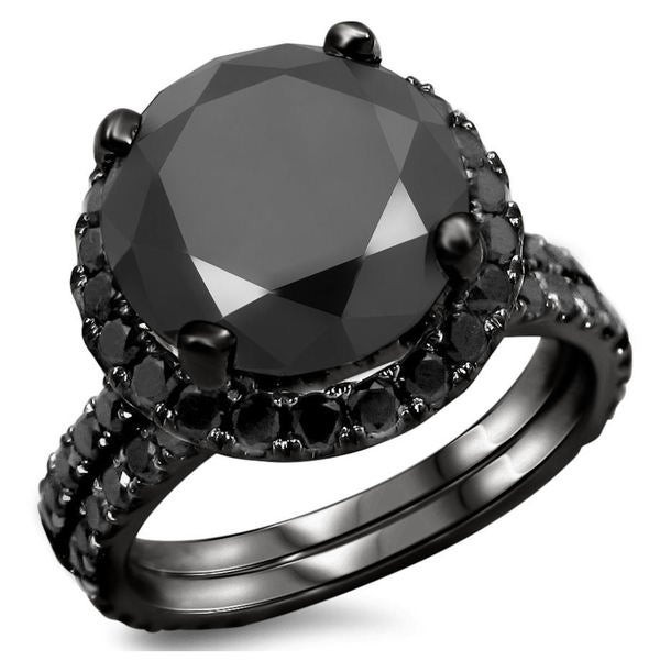 Black Diamond Ring Engagement
 14k Black Gold 5 1 4ct TDW Certified Black Diamond