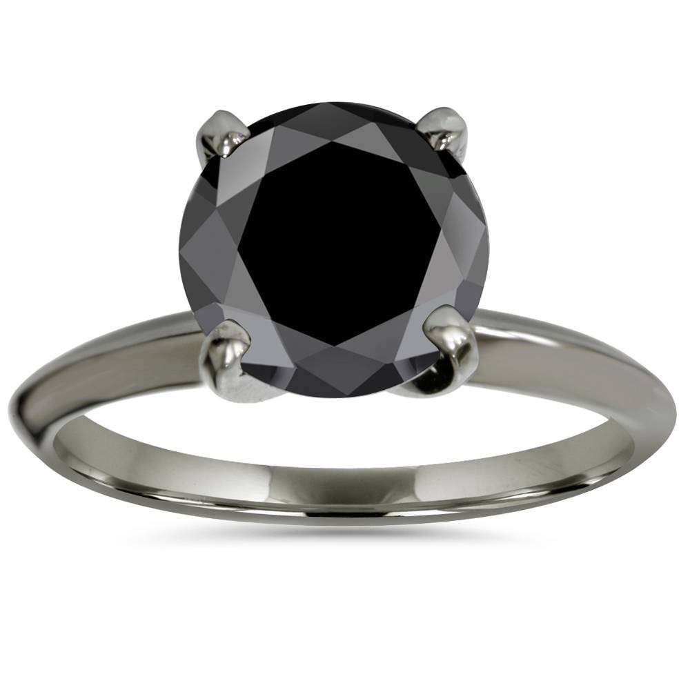 Black Diamond Ring Engagement
 2ct Treated Black Diamond Solitaire Engagement Ring 14K