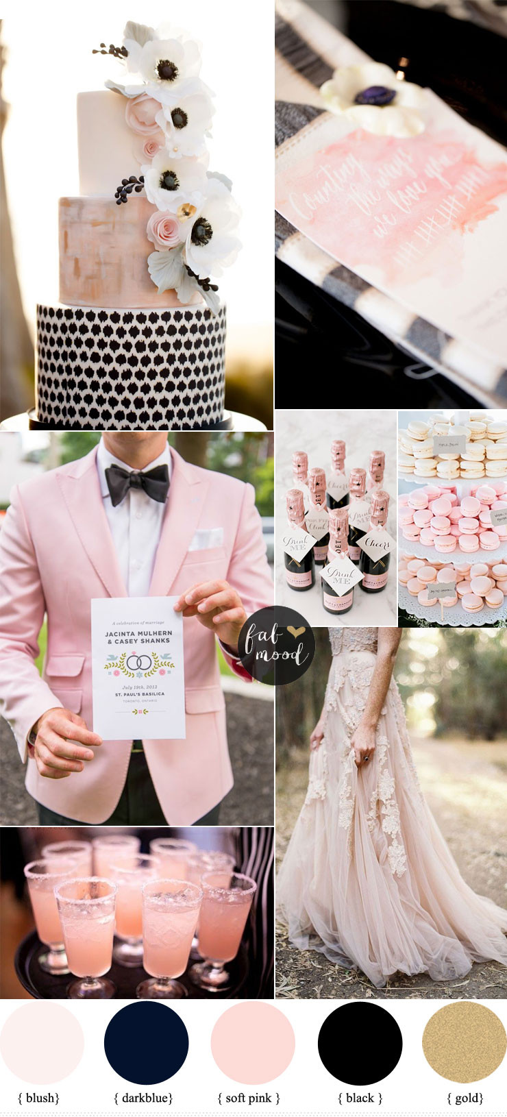 Black Wedding Theme
 Black and Blush Pink Wedding Romantic Color Scheme
