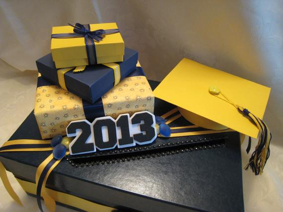 Blue And Gold Graduation Party Ideas
 Navy Blue Gold Yellow Graduation Party Card by