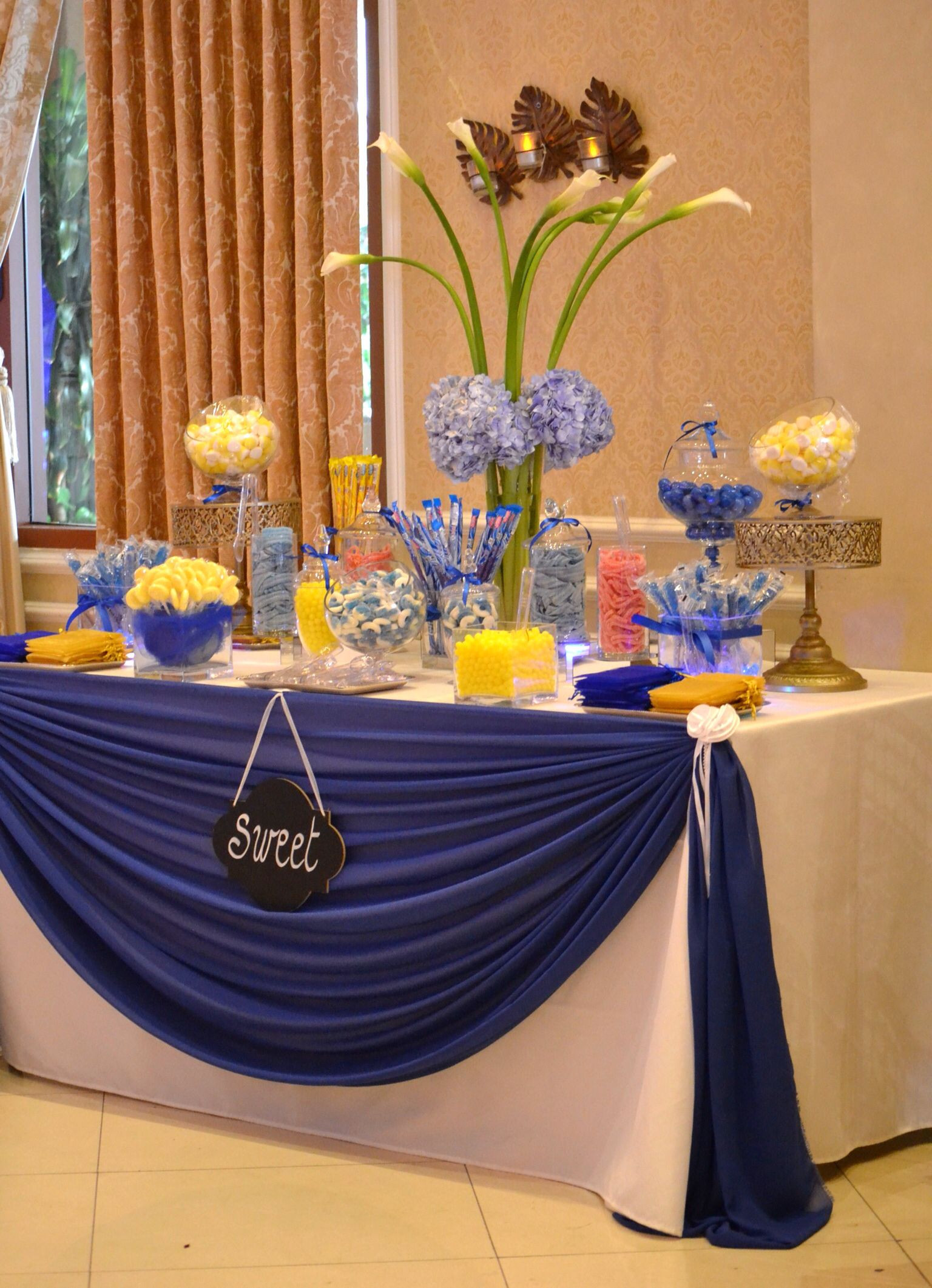 Blue And Yellow Graduation Party Ideas
 Blue and yellow candy table