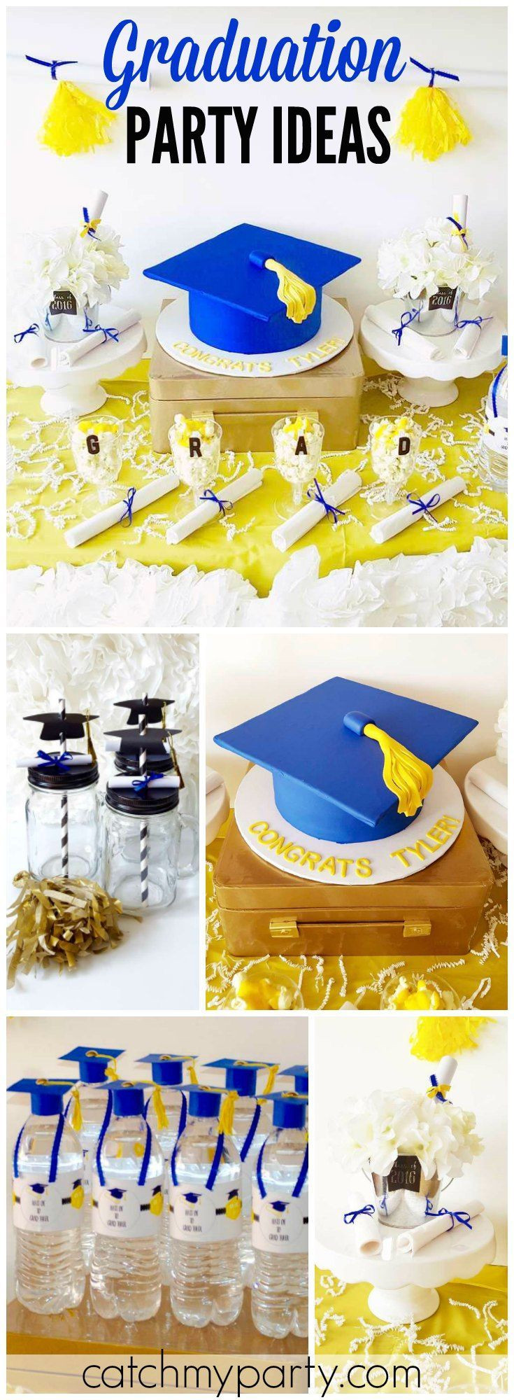 Blue And Yellow Graduation Party Ideas
 Hats f Grad Graduation End of School "Graduation Party