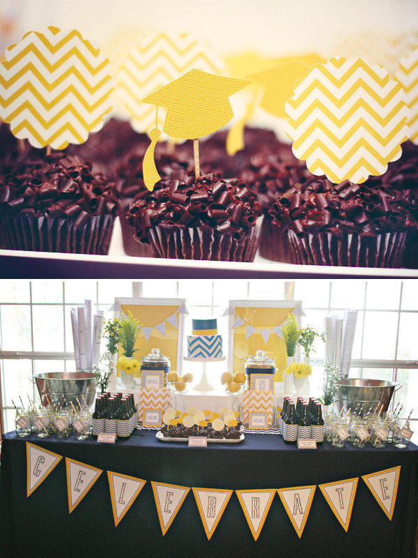 Blue And Yellow Graduation Party Ideas
 Blue and Yellow chevron graduation party Oh My Creative