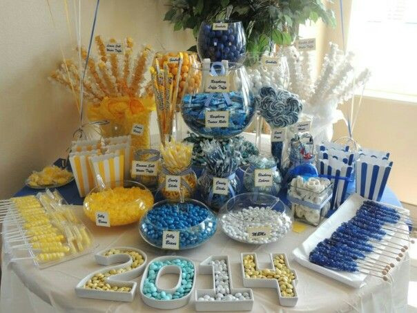 Blue And Yellow Graduation Party Ideas
 My graduation event Yellow blue and white candy buffet