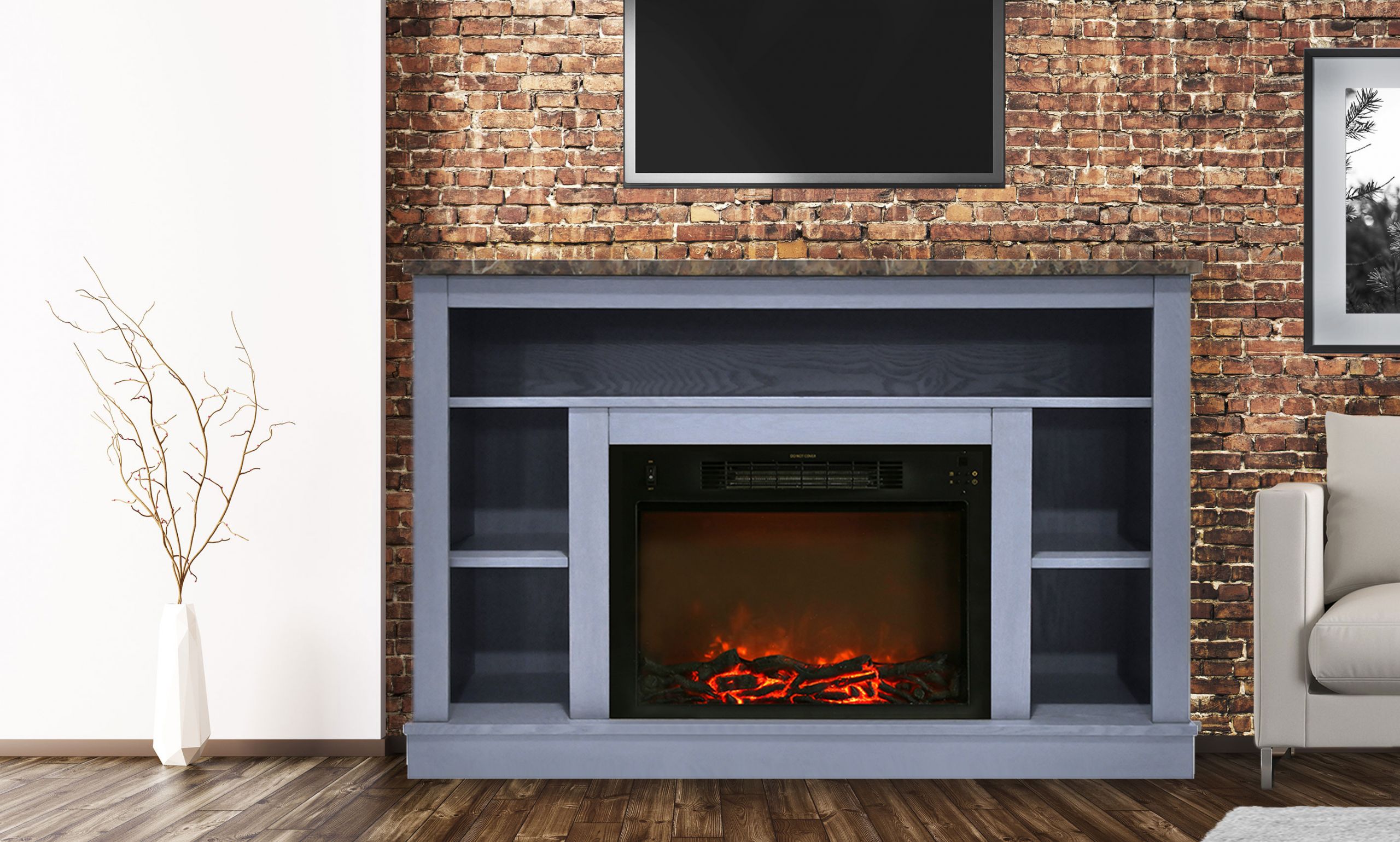 Blue Electric Fireplace
 CAM5021 1SBL Cambridge 47 In Electric Fireplace with 1500W