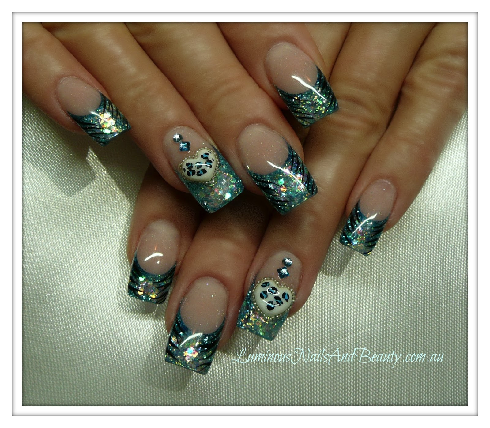 Blue Glitter Acrylic Nails
 Luminous Nails June 2012