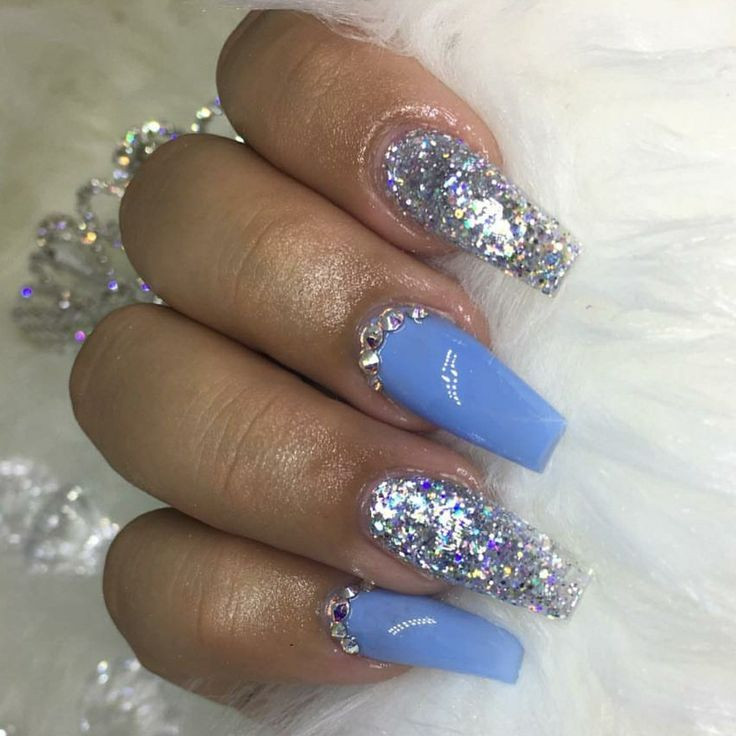 Blue Glitter Acrylic Nails
 25 best ideas about Acrylic nails glitter on Pinterest