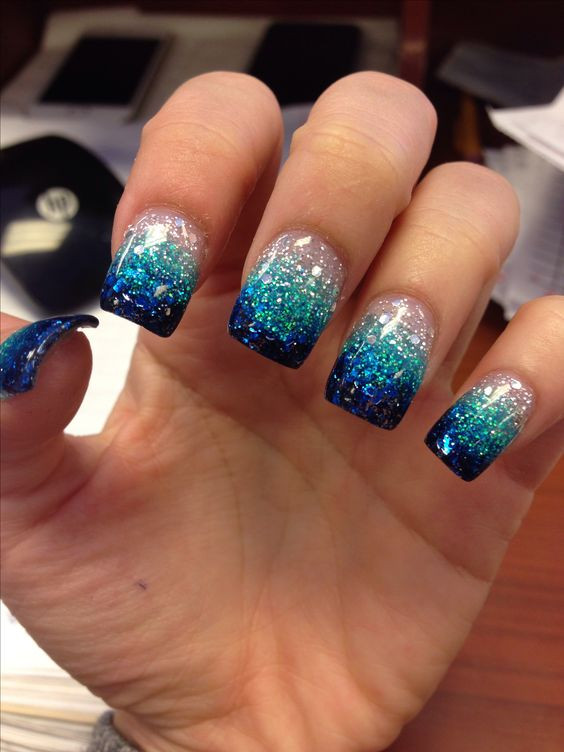 Blue Glitter Acrylic Nails
 37 Acrylic Nail Art Designs You ll Want To Try For