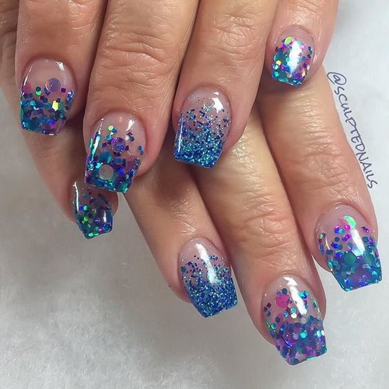 Blue Glitter Acrylic Nails
 30 Beautiful Blue Acrylic Nail Designs You Must Try Out