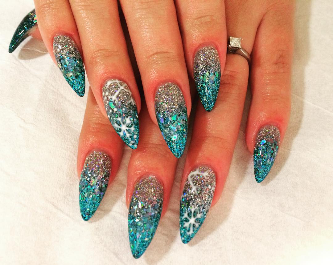 Blue Glitter Acrylic Nails
 25 Glitter Acrylic Nail Art Designs Ideas