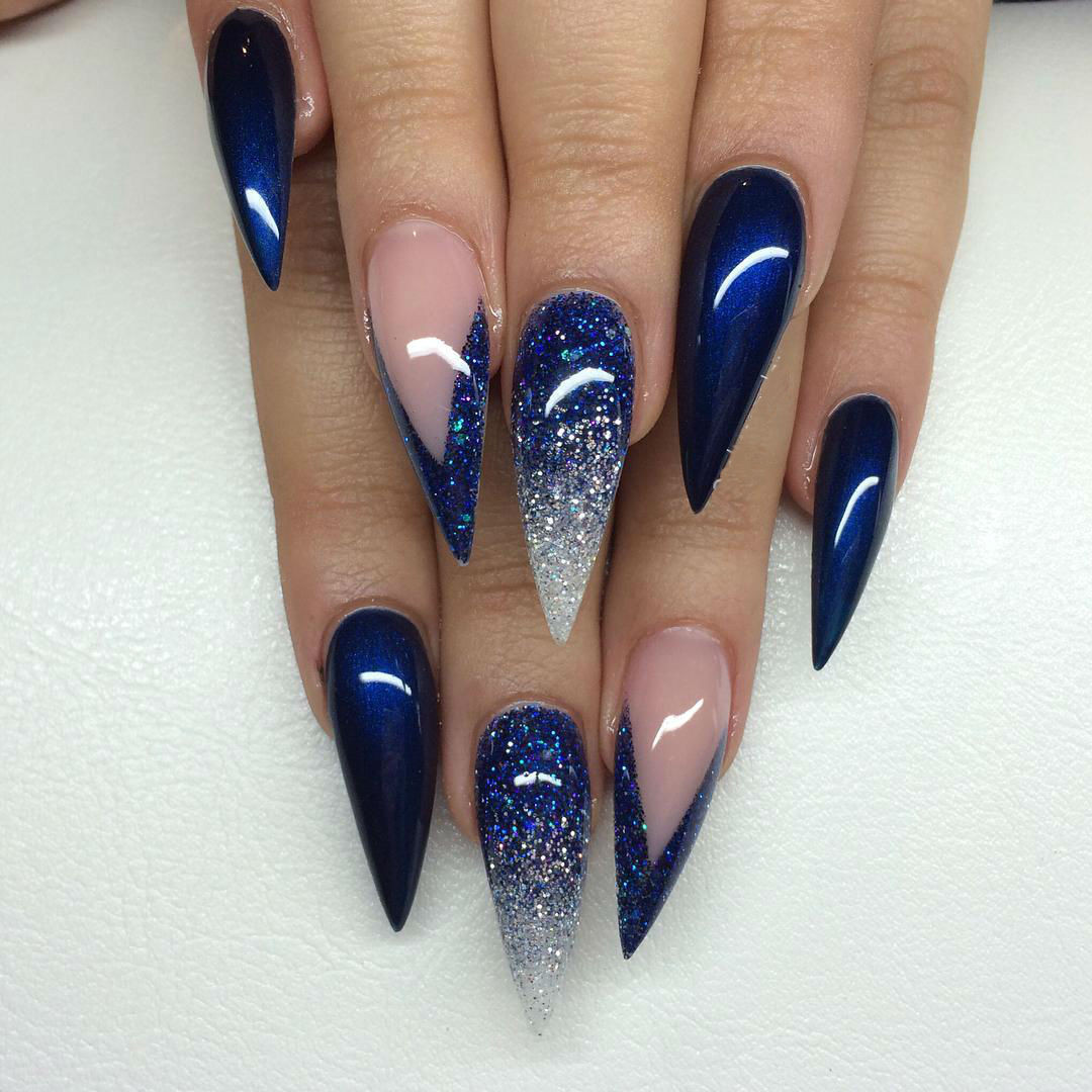 Blue Glitter Acrylic Nails
 Top 55 Stunning Blue Acrylic Nails