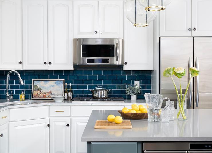 Blue Kitchen Tiles
 Corner Stove Design Ideas