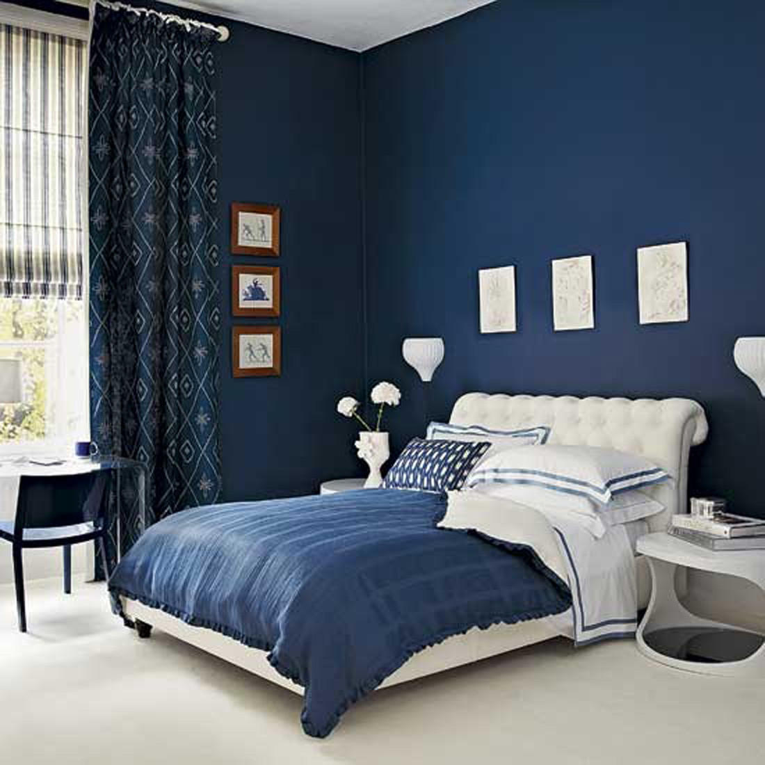 Blue Painted Bedroom
 15 Beautiful Dark Blue Wall Design Ideas