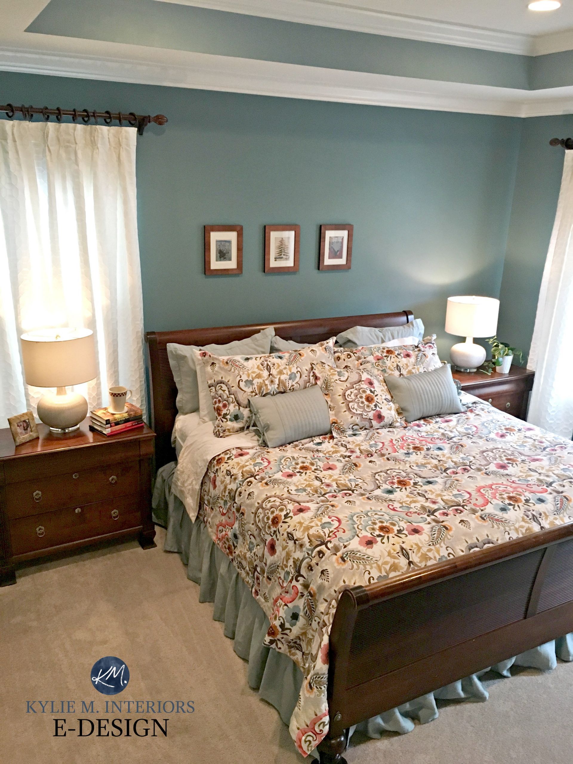 Blue Painted Bedroom
 Sherwin Williams Moody Blue best blue paint colour Kylie