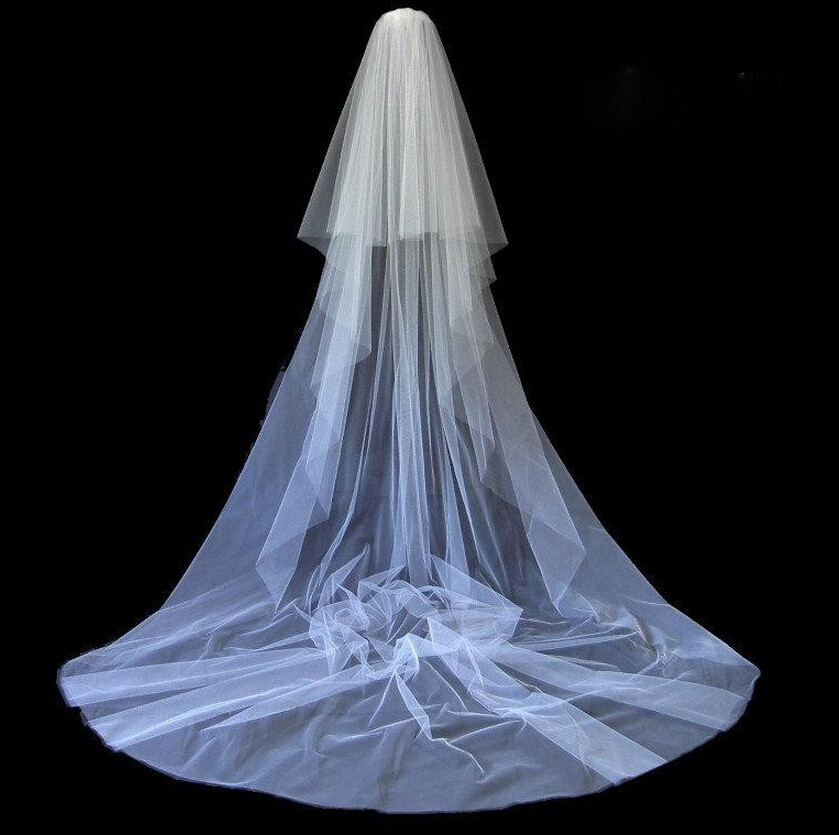 Blue Wedding Veil
 red black green pink blue Two Layer Bridal Veils 2015