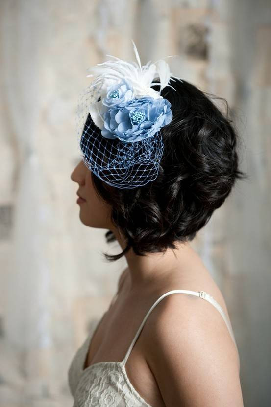 Blue Wedding Veil
 What A Wedding blog Something Blue Sunday Birdcage Veils