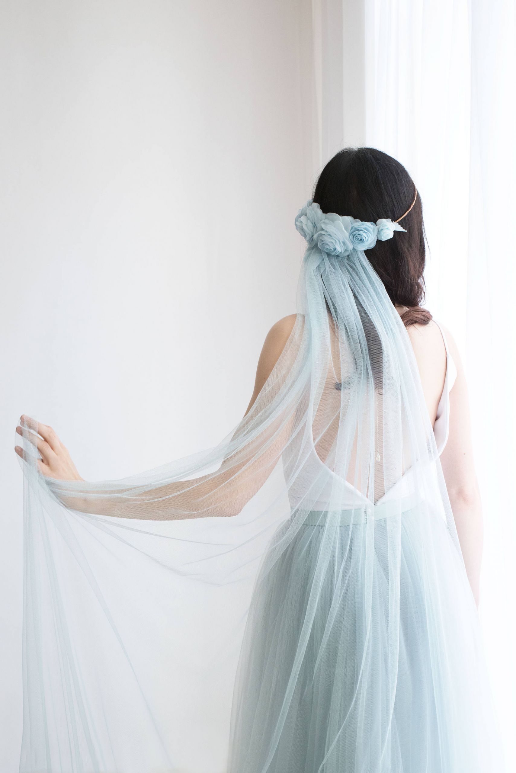 Blue Wedding Veil
 Blue wedding veil Bridal veil Bohemian veil Something