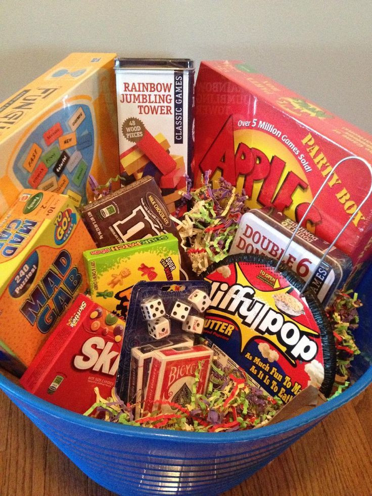 Board Game Gift Basket Ideas
 Family Game Night Gift Basket Games candy popcorn For