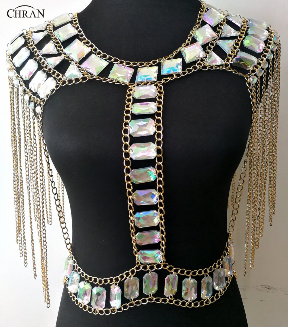 Body Jewelry Coachella
 Chran Chain Crop Top Rave Bra Chain Shoulder Necklace