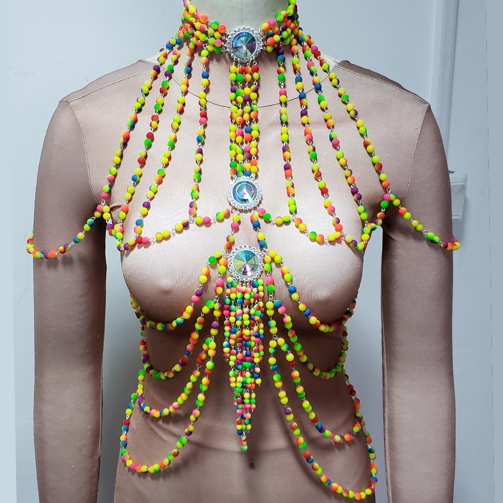 Body Jewelry Festival
 US$ 125 Rainbow Candy Body Chain Top Burning Man Rave