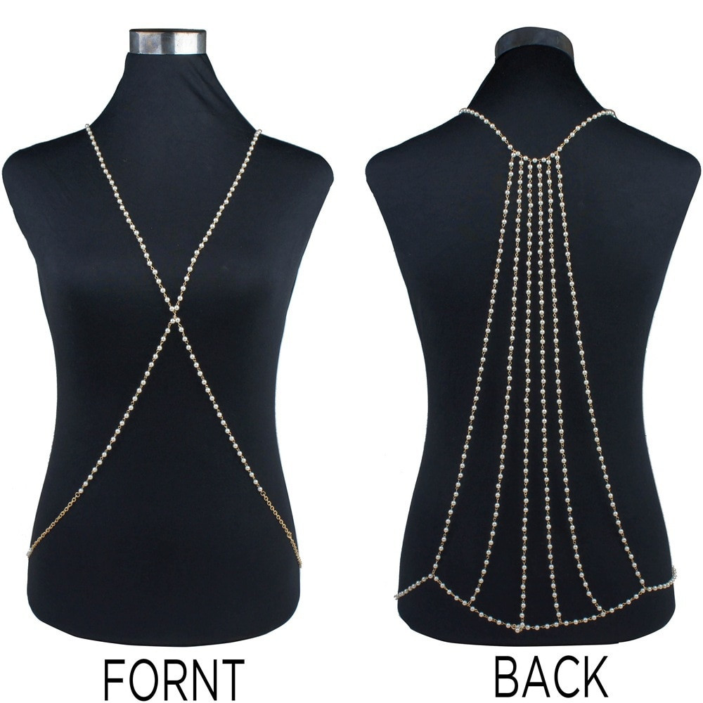 Body Jewelry Outfit
 y Multilayer Imitation Pearls Body Chain Women Charming