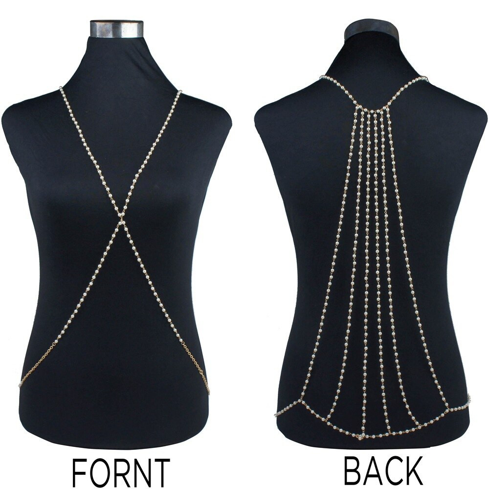 Body Jewelry Over Clothes
 y Multilayer Imitation Pearls Body Chain Women Charming