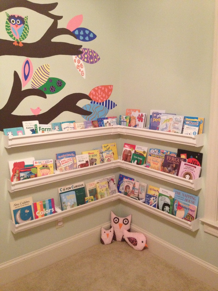 Bookshelf Kids Room
 Rain gutter bookshelves