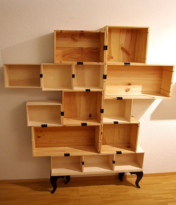 Box Shelf DIY
 Designers create DIY Wine Shelf from wine boxes & old table