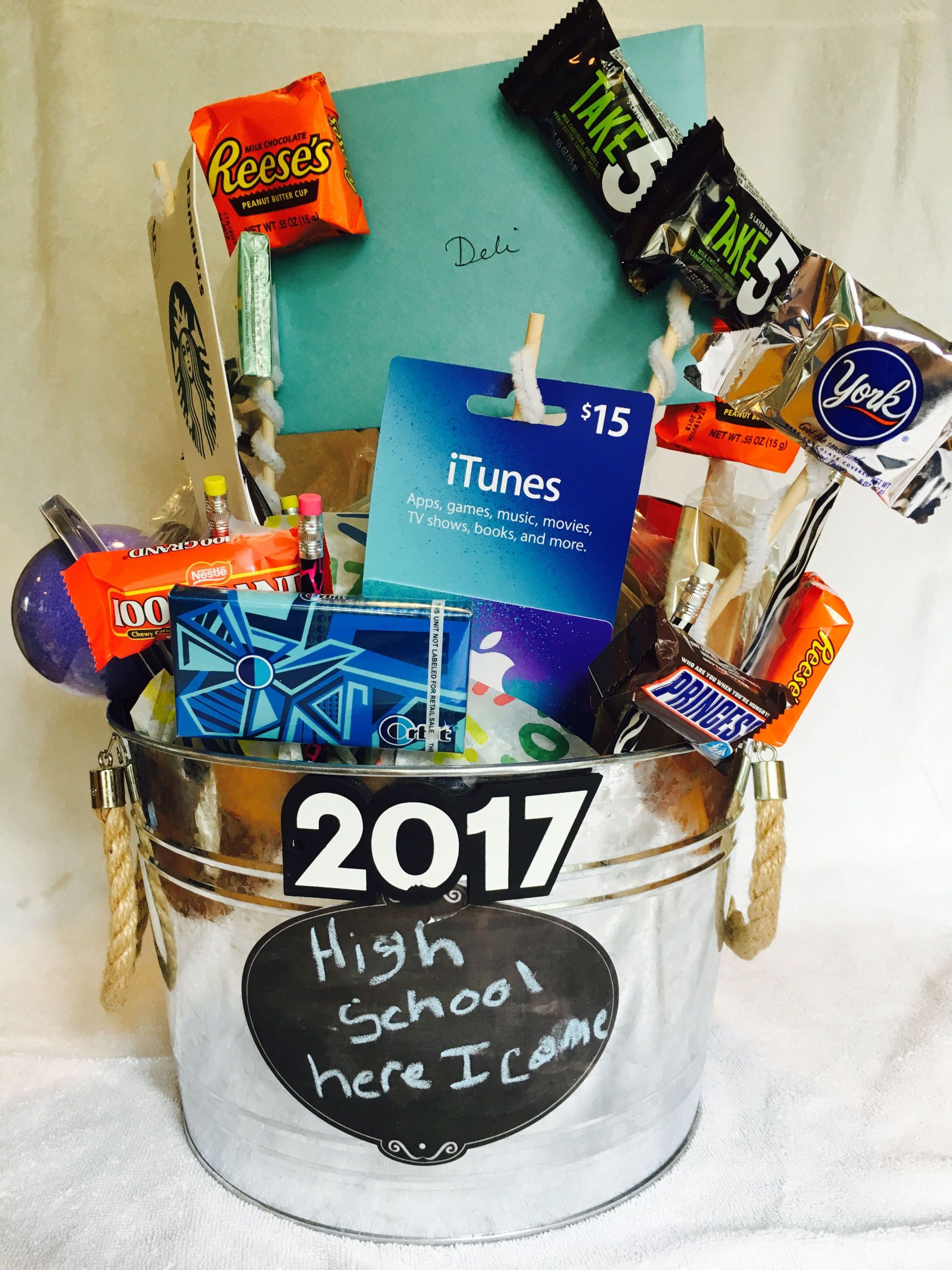 Boy High School Graduation Gift Ideas
 A bucket full of awesome treats for a middle school
