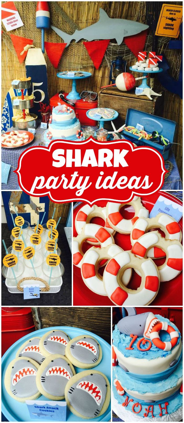Boy Summer Birthday Party Ideas
 How cool is this shark themed party Perfect for summer