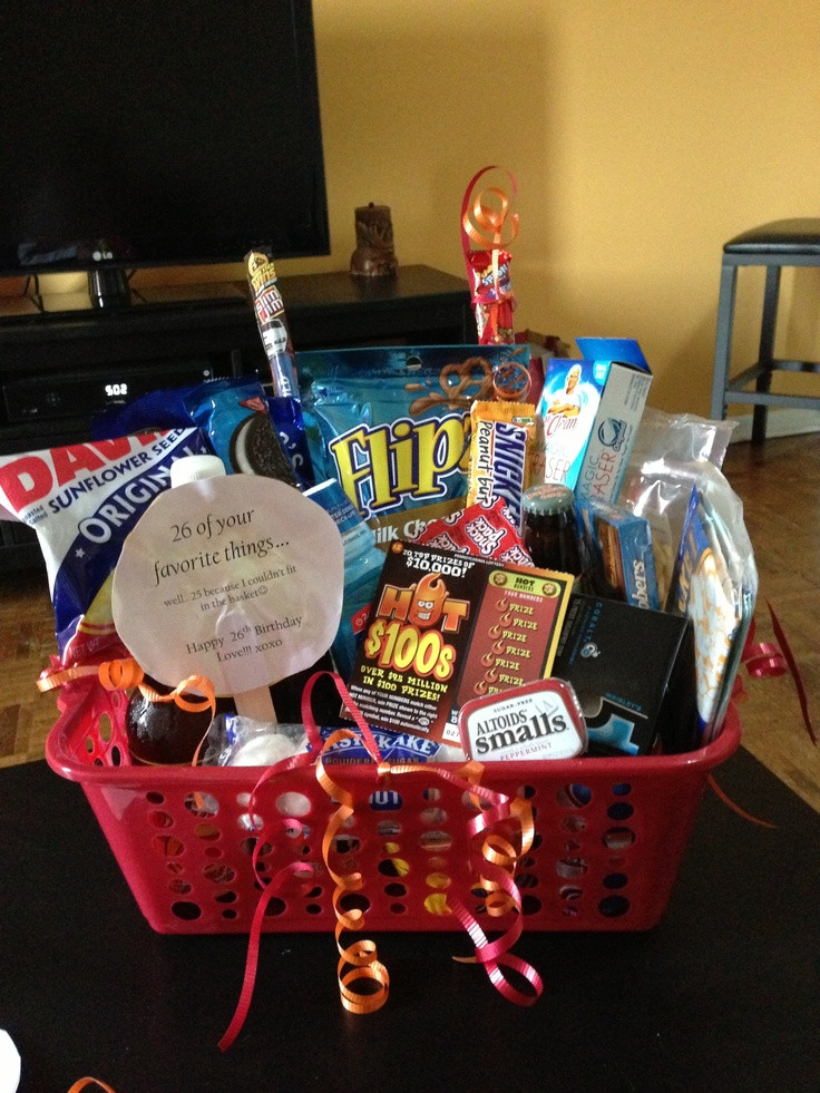 Boyfriend Bday Gift Ideas
 Boyfriend birthday basket 26 of his favorite things for