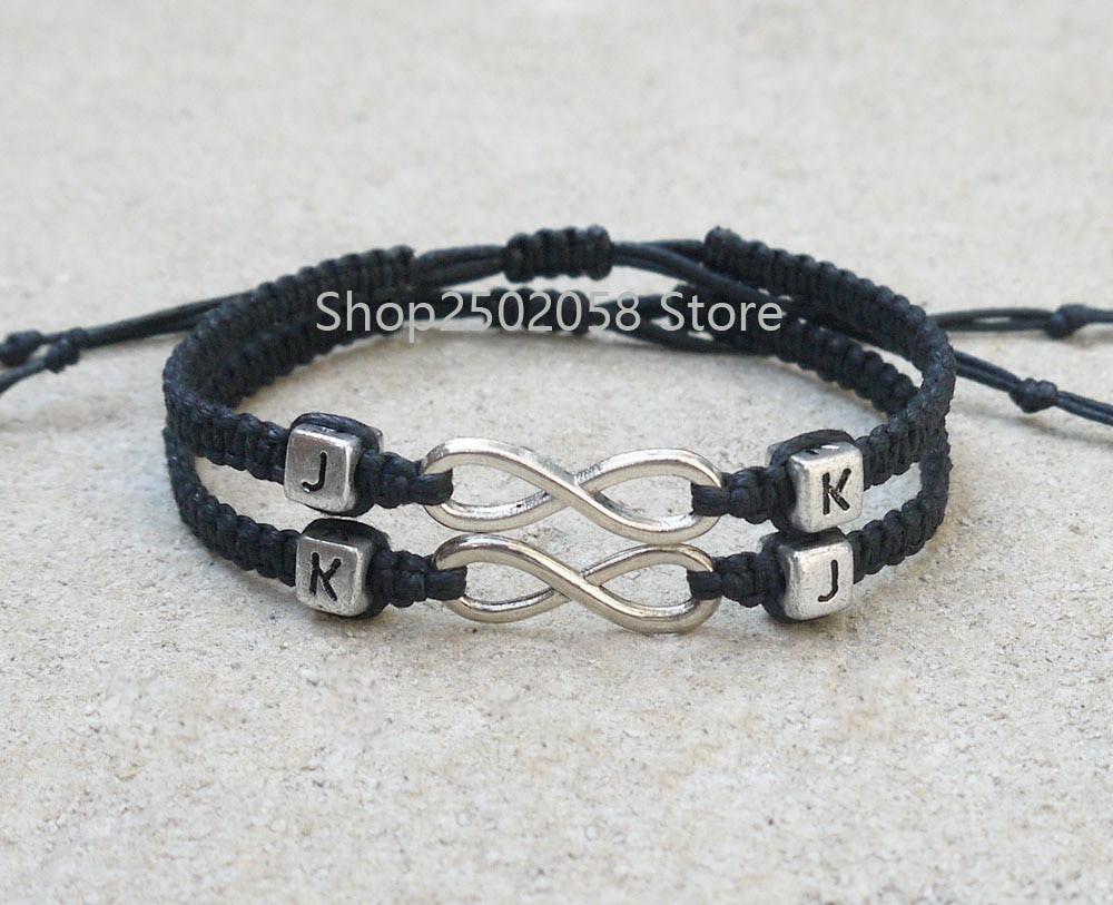 Bracelet For Girlfriend
 Custom initials Charm Couples Bracelet His and Hers