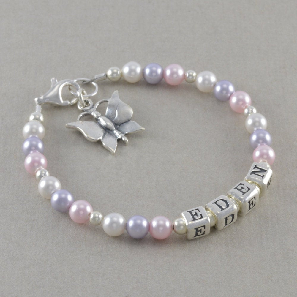 Bracelets For Girls
 Little Girls Name Bracelet custom made by SixSistersBeadworks