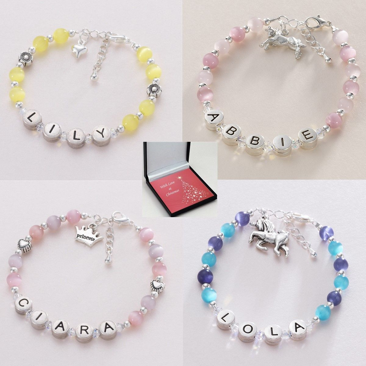 Bracelets For Girls
 Girl s Christmas Name Bracelet Pewter Letters