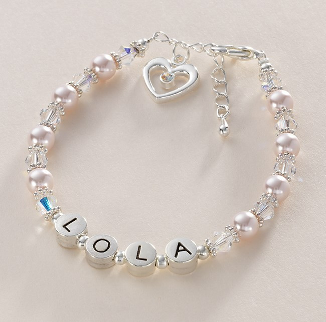 Bracelets For Girls
 Girl s Name Bracelet with Pearls & Crystals