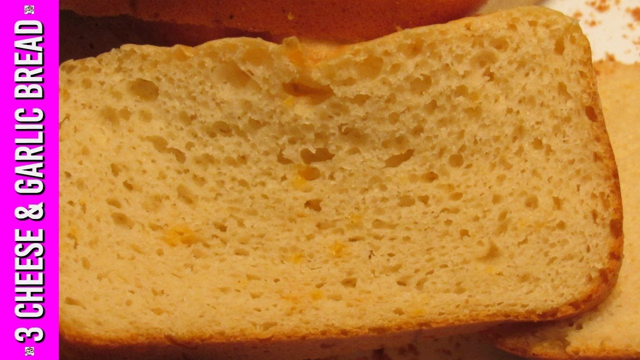 Bread Machine Garlic Cheese Bread
 THREE CHEESE and GARLIC BREAD Recipe for the Bread Machine