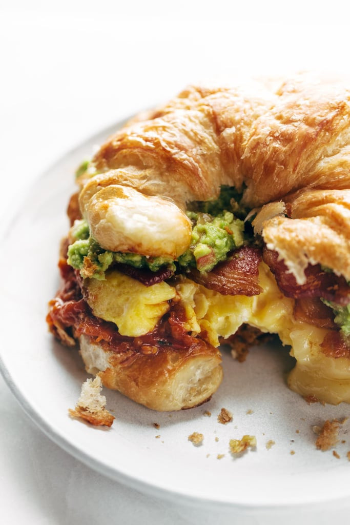 Breakfast Croissant Sandwich Recipe
 Croissant Breakfast Sandwich With Guacamole and Garlic