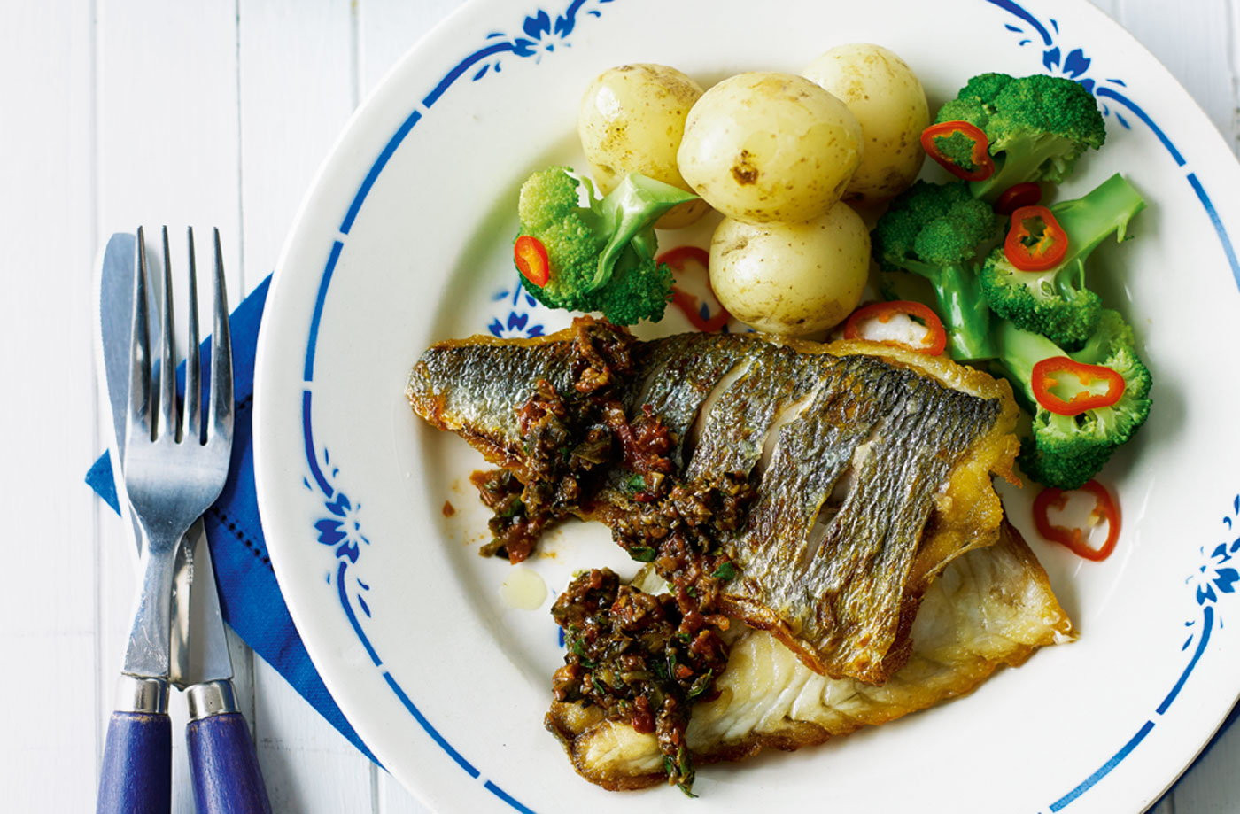 Bream Fish Recipes
 Pan fried sea bream with olive and tomato tapenade
