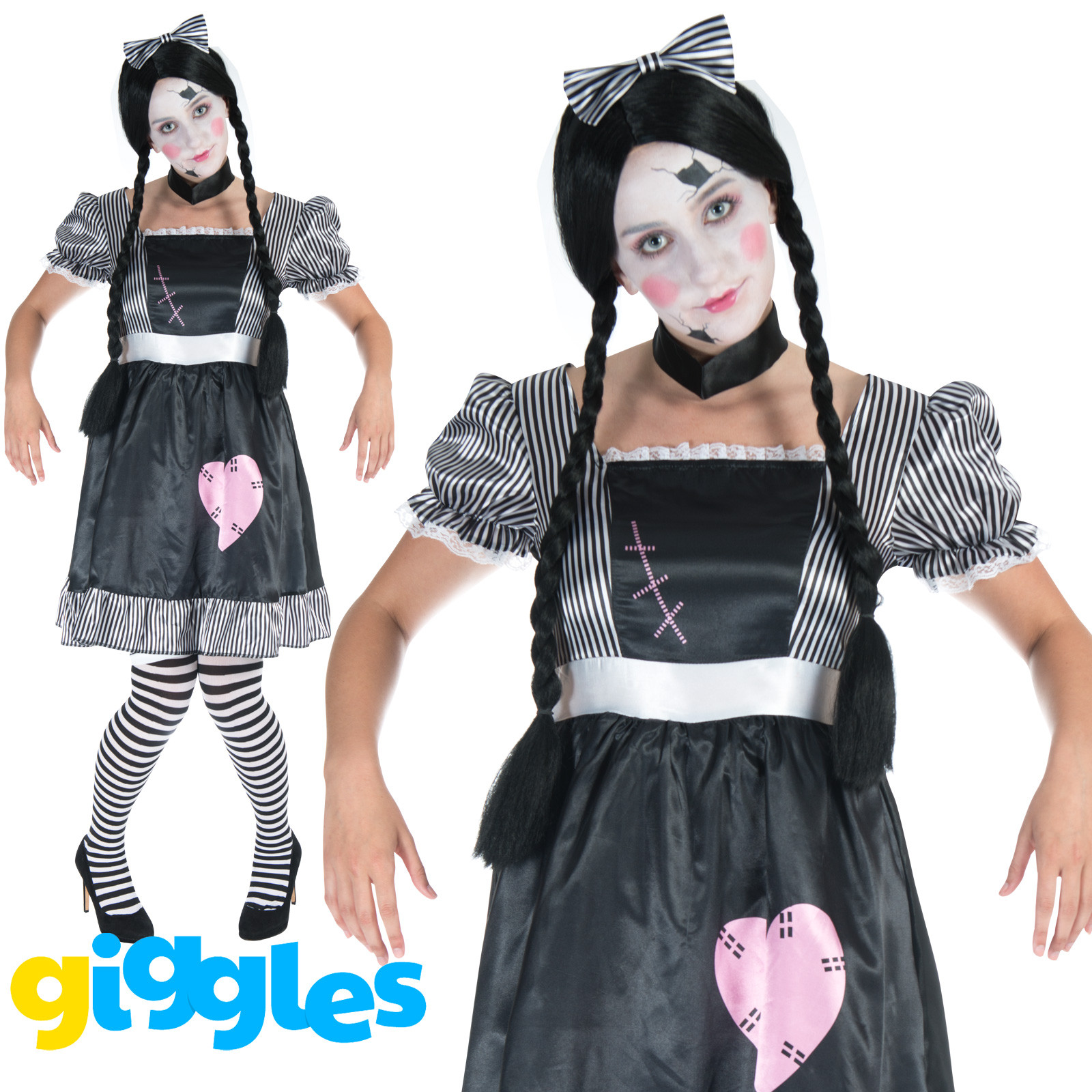 Broken Doll Costume DIY
 Womens Broken Rag Doll Scary Vodoo Freaky Zombie Halloween