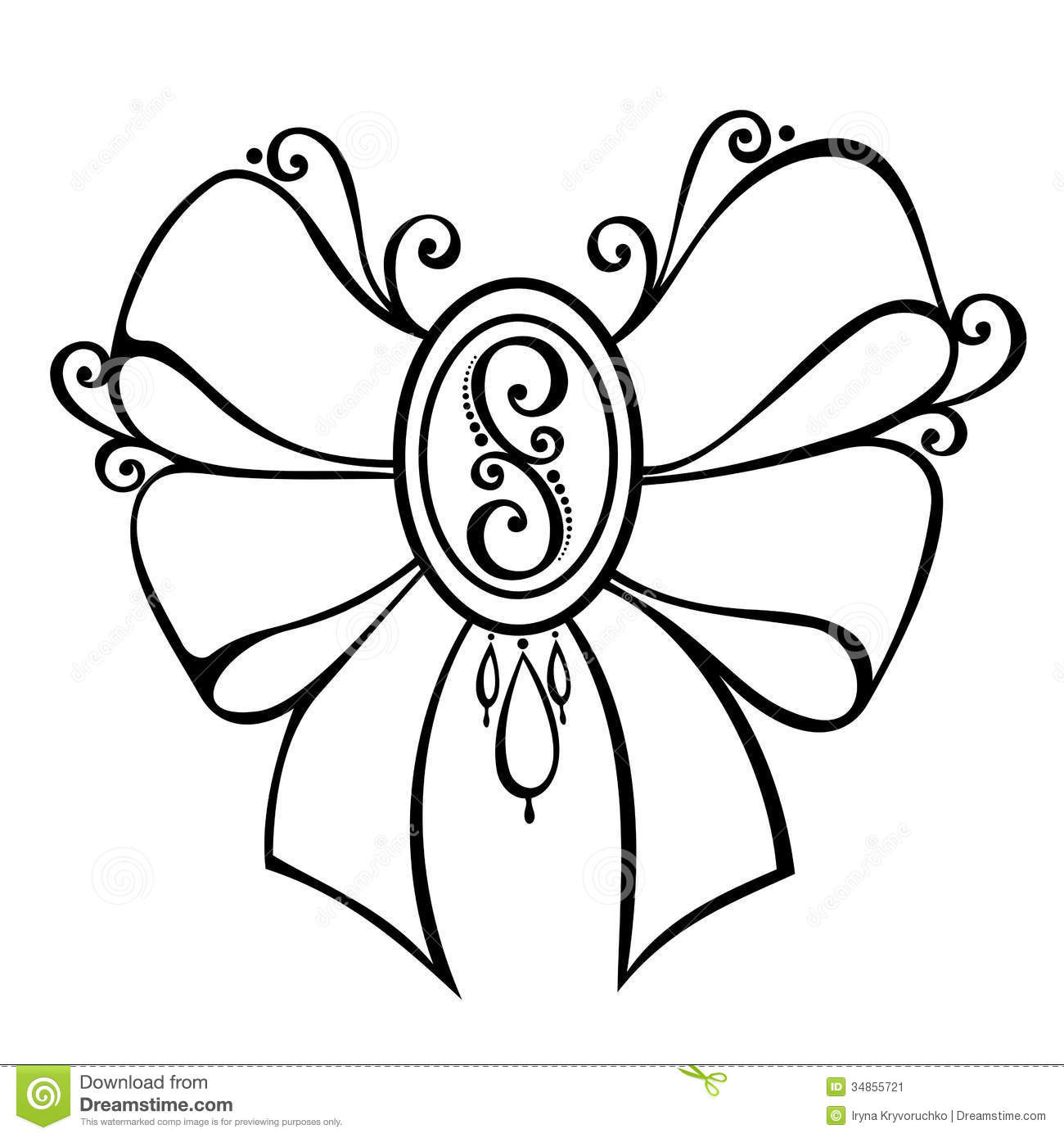 Brooches Drawing
 Ornamental Decorative Bow With Brooch Stock Vector