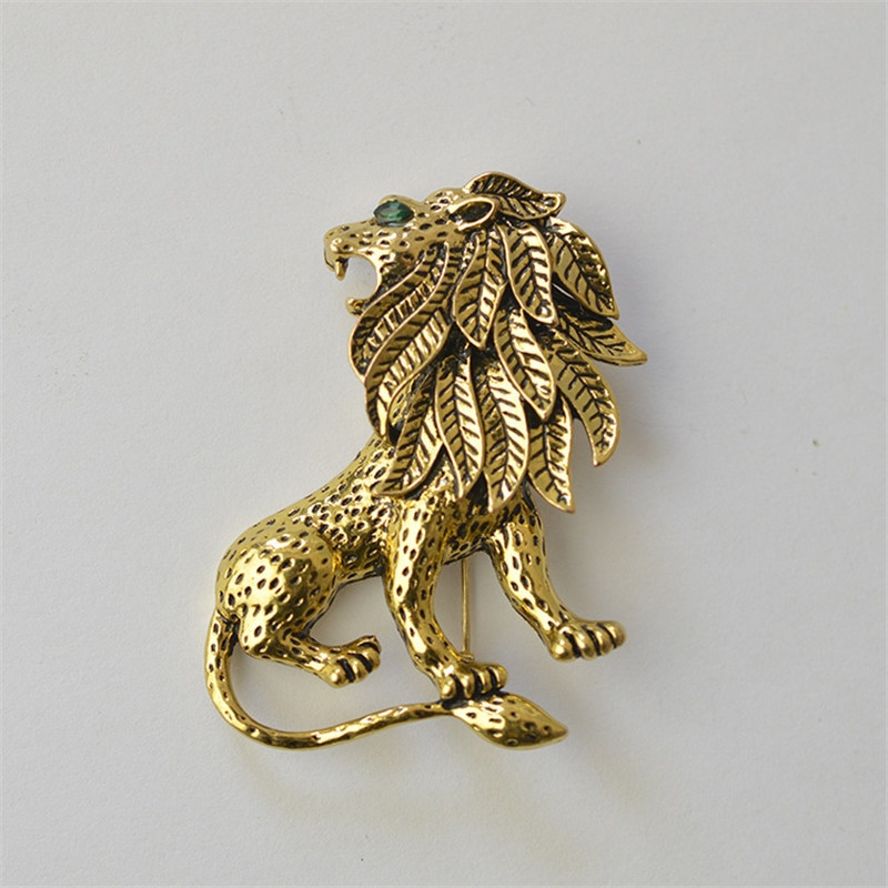 Brooches Men
 MZC Vintage Gold Lion Brooch Men Suit Harajuku Broches