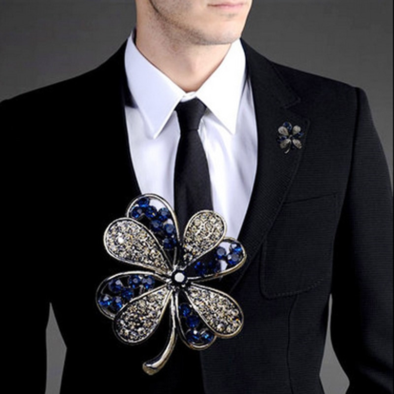 Brooches Men
 New Blue Rhinestone Brooches For Men Suit Lapel Pin Shirt