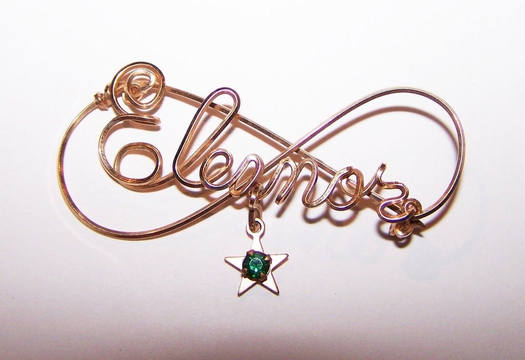 Brooches Name
 Vintage Wire Name Brooch Pin Eleanor Star Green