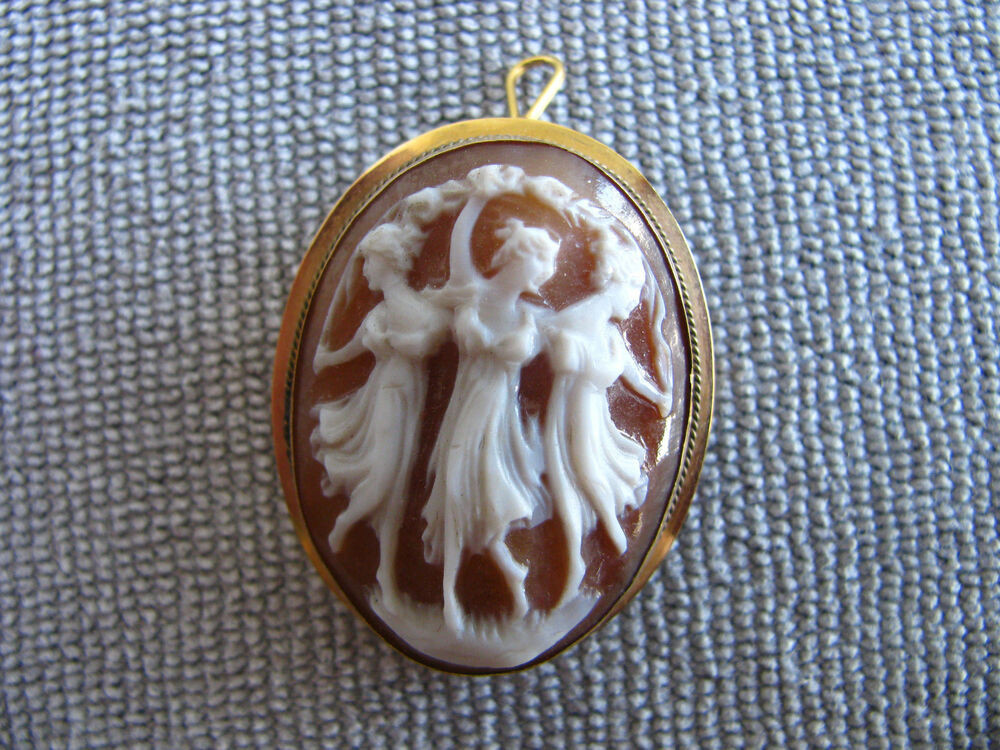 Brooches Necklace
 VINTAGE VICTORIAN CAMEO GOLD 18K PIN PENDANT BROOCH