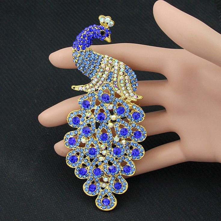 Brooches Necklace
 Drop Shipping Brooches Multicolor Rhinestone Blue Peacock