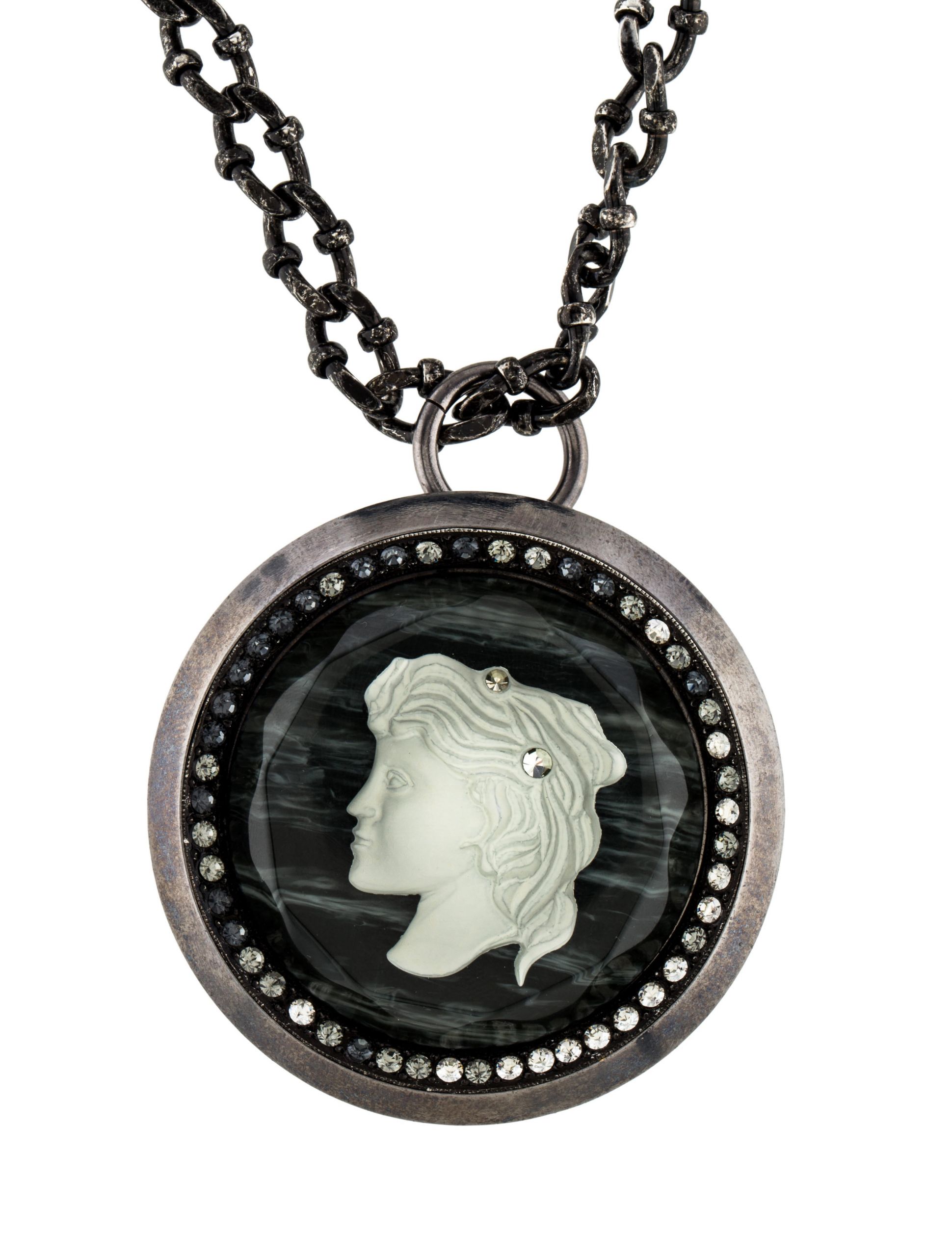 Brooches Necklace
 Lanvin Crystal Cameo Brooch Pendant Necklace Necklaces