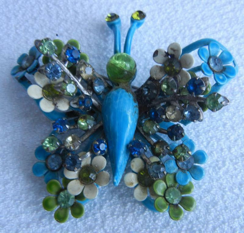 Brooches Pin
 Vintage Retro Colorful Enamel Rhinestone Flower Butterfly