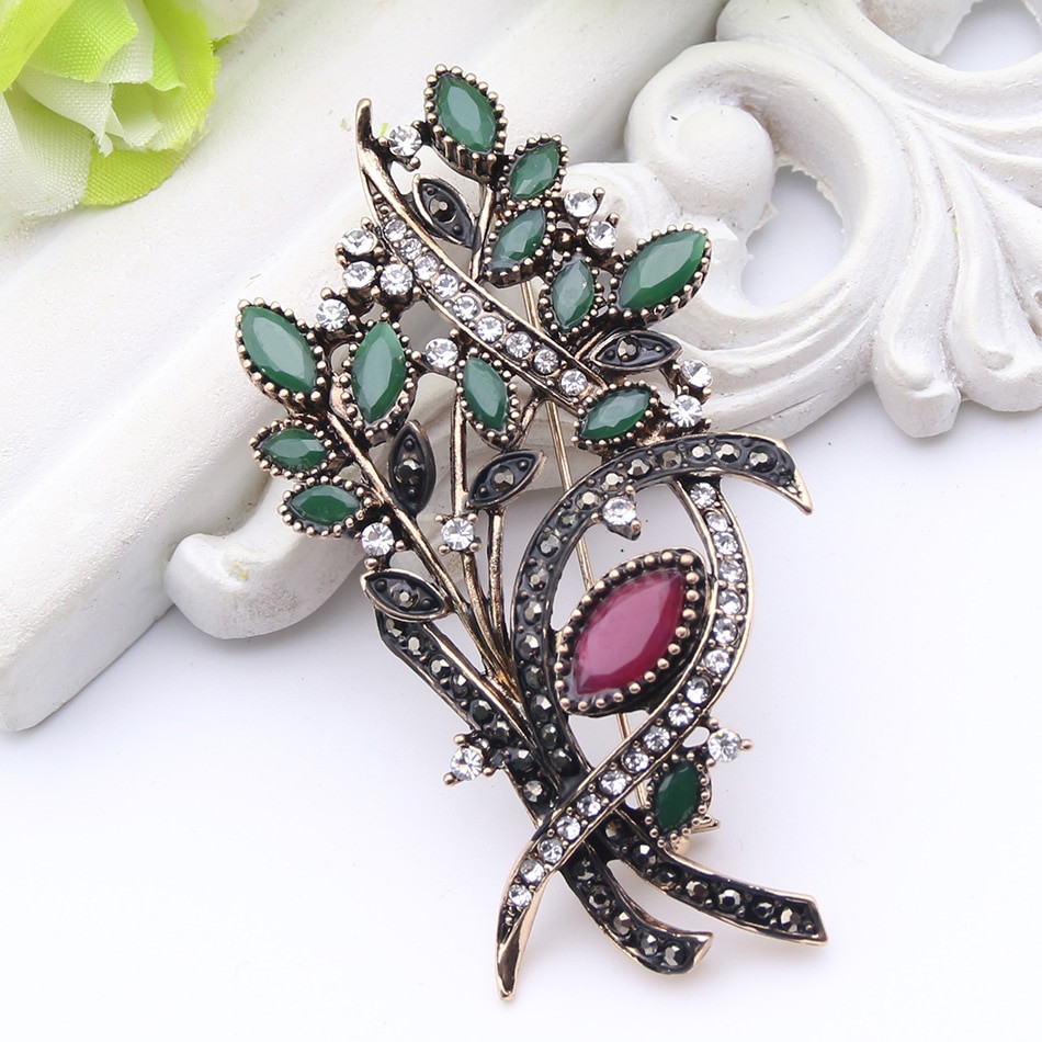 Brooches Pin
 Festival Jewelry Women Turkish Olive Branch Brooch Resin