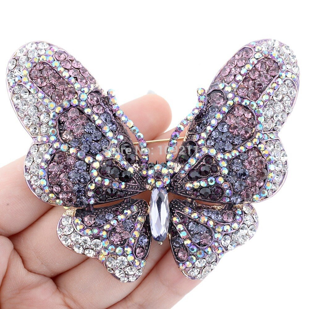 Brooches Pin
 Bella Fashion 6 Colors Butterfly Rhinestone Brooch