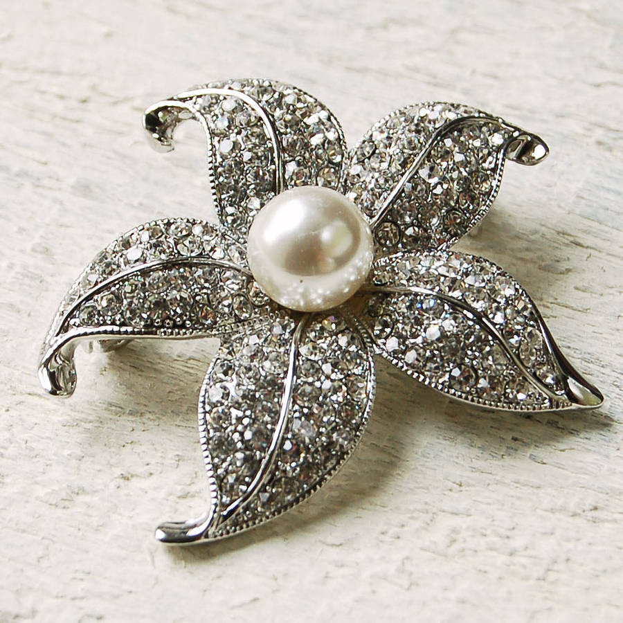 Brooches Pin
 Vintage Style Pearl Flower Brooch By Highland Angel